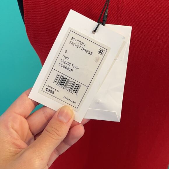 Theory Red Liquid Twill Midi Dress - Picture 9 of 10